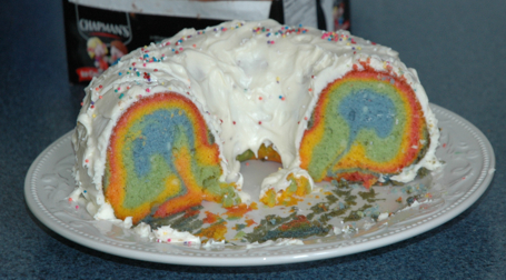 Interior of the rainbow birthday cake